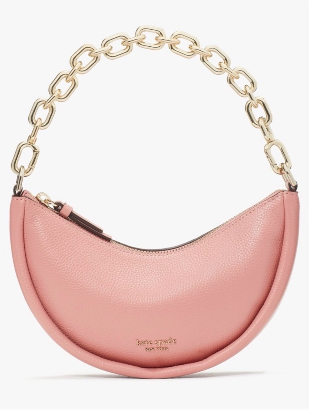 kate spade Coral Pink Pebbled Leather Shoulder Bag with Gold Chain - Picture 5 of 5